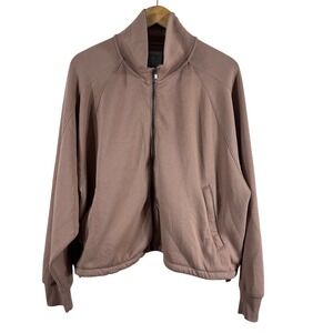 YPB Abercrombie &‎ Fitch Women's Bomber Jacket Tan Cropped Mock Track Size XL